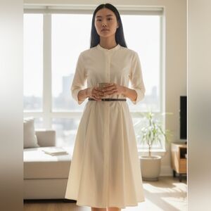 Theory Cream Long Sleeve Dress
